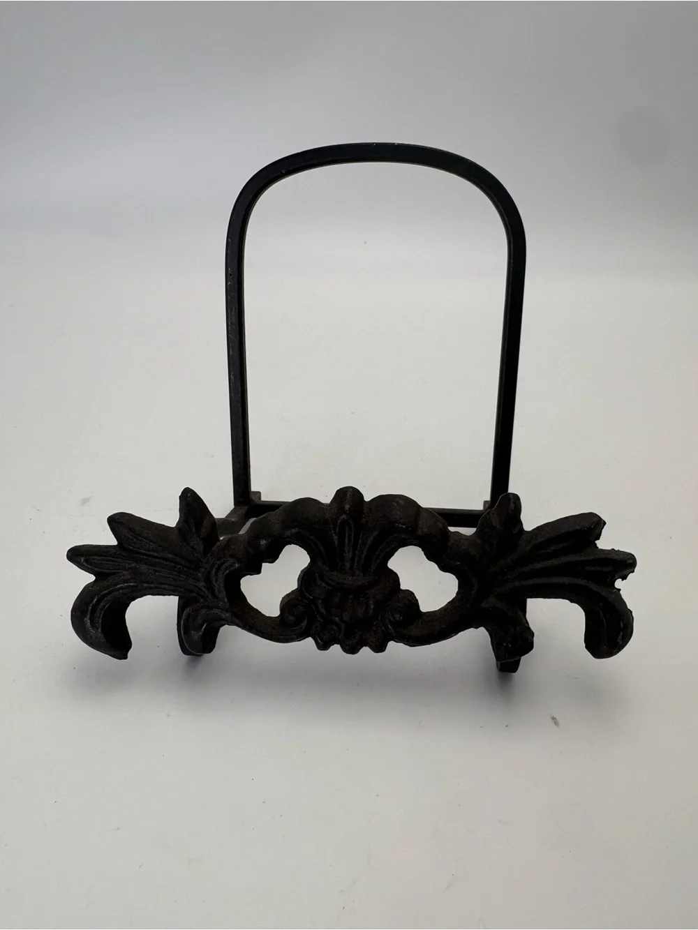 Decorative Black Cast Iron Easel  with Ornate Scroll Design